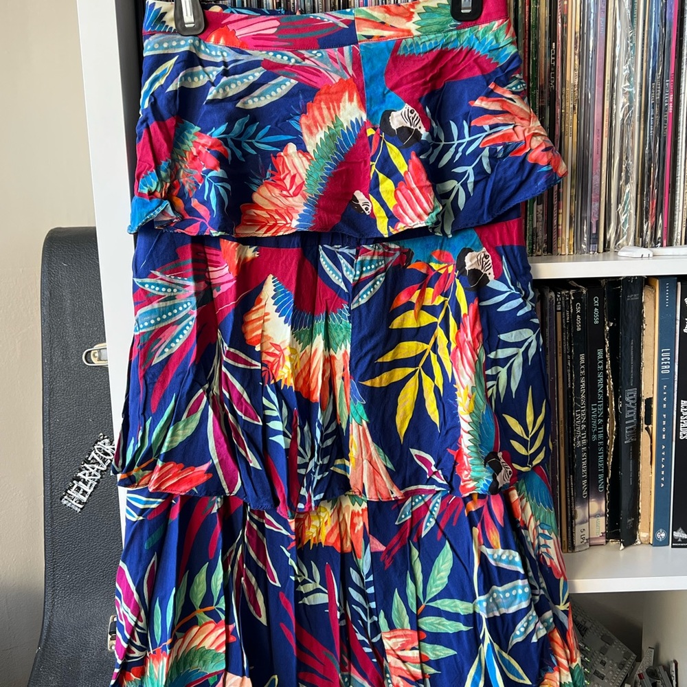 Farm Rio for Anthropologie Tiered Midi Skirt